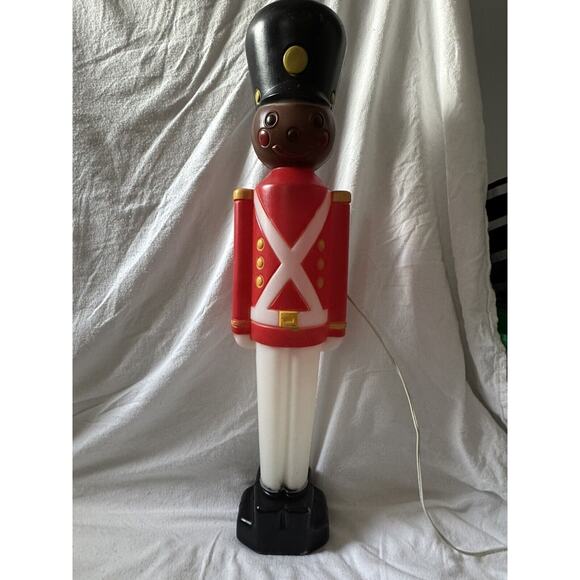 Vtg LightUp Toy Soldier Christmas Decoration Nutcracker Style Large 3ft BlowMold - Picture 1 of 15